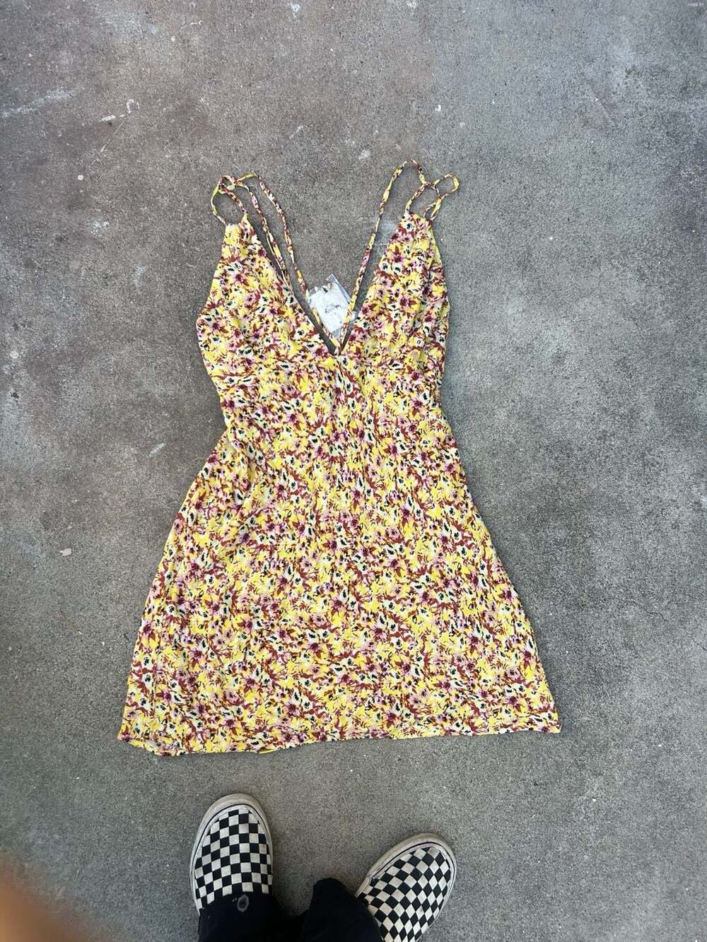 Free People Ethereal Slip Size S Citron Floral Mini Dress New